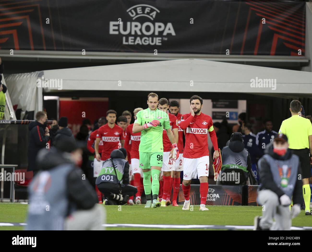 MOSCOW, RUSSIA, OCTOBER 20, 2021. The 2021/22 UEFA Europa League. Football  match between Spartak (Moscow) vs Leicester City (Leicester, England) at  Otkritie Arena in Moscow. Leicester von 3:4.Photo by Stupnikov Alexander/FC  Spartak