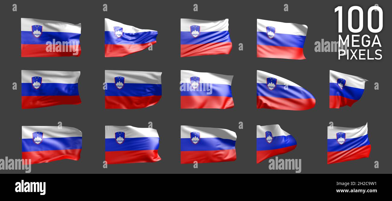 a lot of different images of Slovenia flag isolated on grey background ...