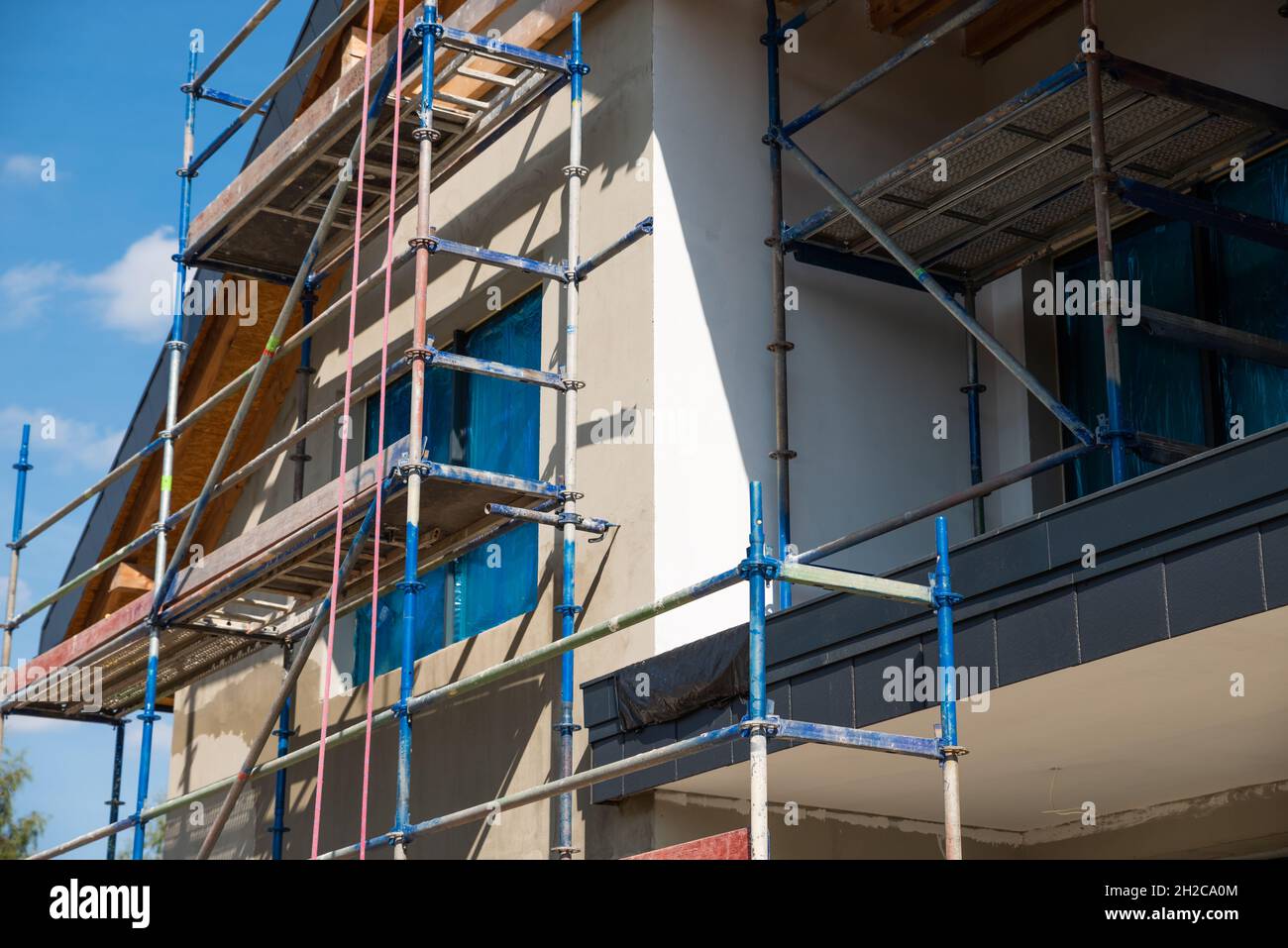 facade with thermal insulation of a single-family house Stock Photo - Alamy