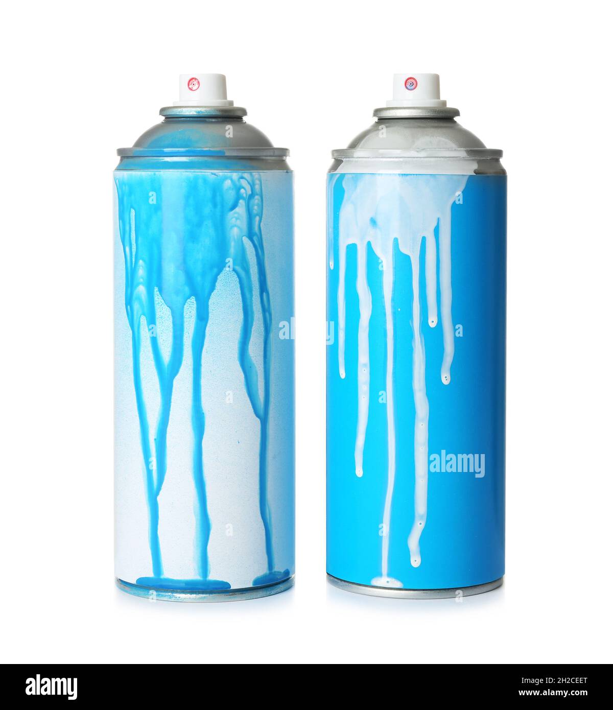 Used cans of spray paint on white background Stock Photo Alamy