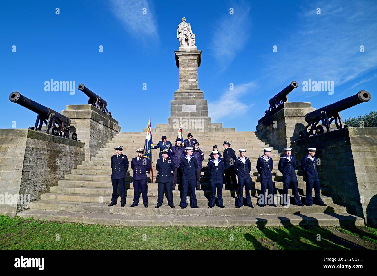 Trafalgar day remembrance at Collingwoods monument Tynemouth 21 Oct