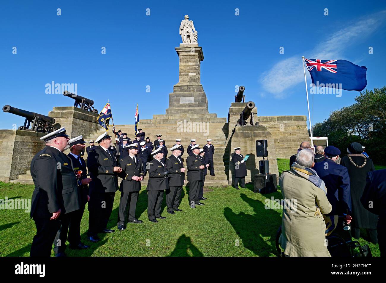 Trafalgar day remembrance at Collingwoods monument Tynemouth 21 Oct