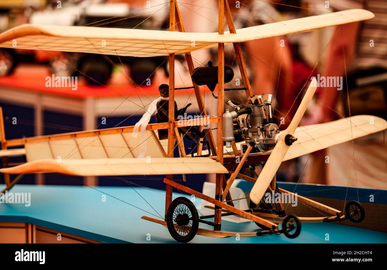 scale model of a vintage plane made of wood. High quality photo