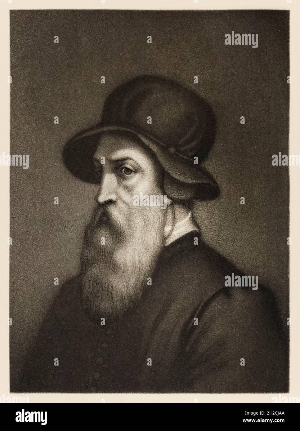 Benvenuto Cellini (1500-1571) Italian goldsmith and sculptor best remembered for his infamous and colourful autobiography about life during the Renaissance period. Photograph of an original 19th century engraving. Stock Photo