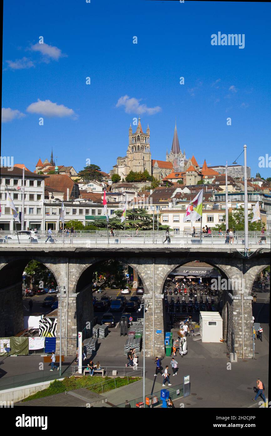 Cathedral grand pont lausanne switzerland hires stock photography and