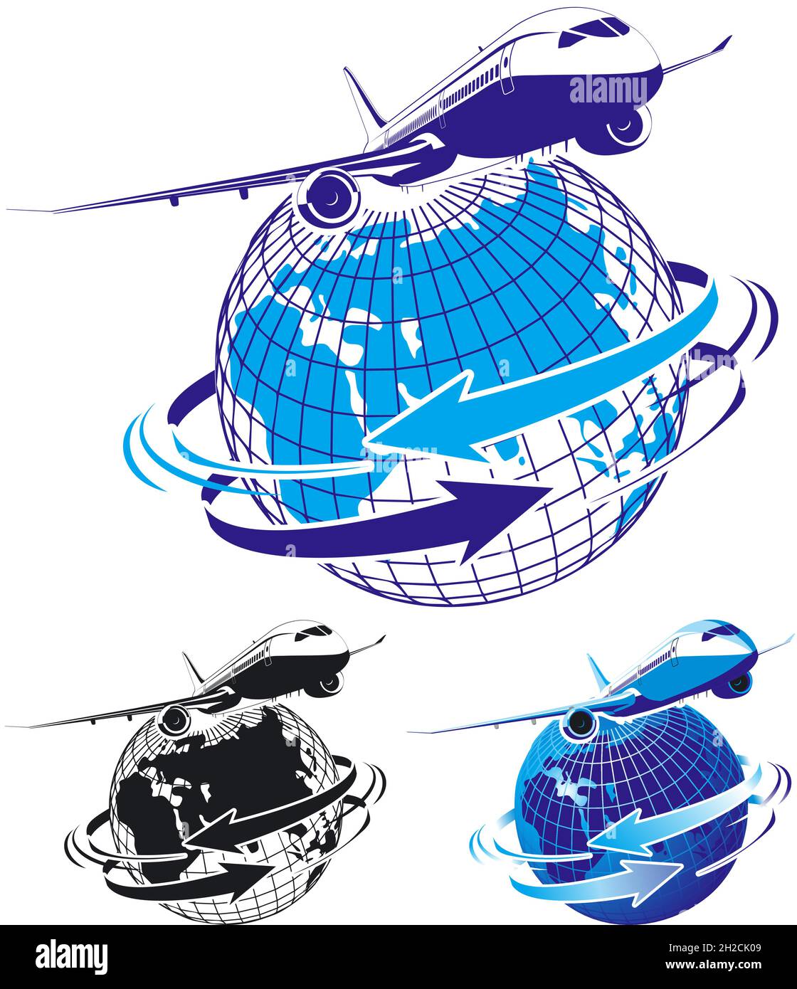 airliner as a logo. Available EPS-8 vector format separated by groups and layers for easy edit Stock Vector