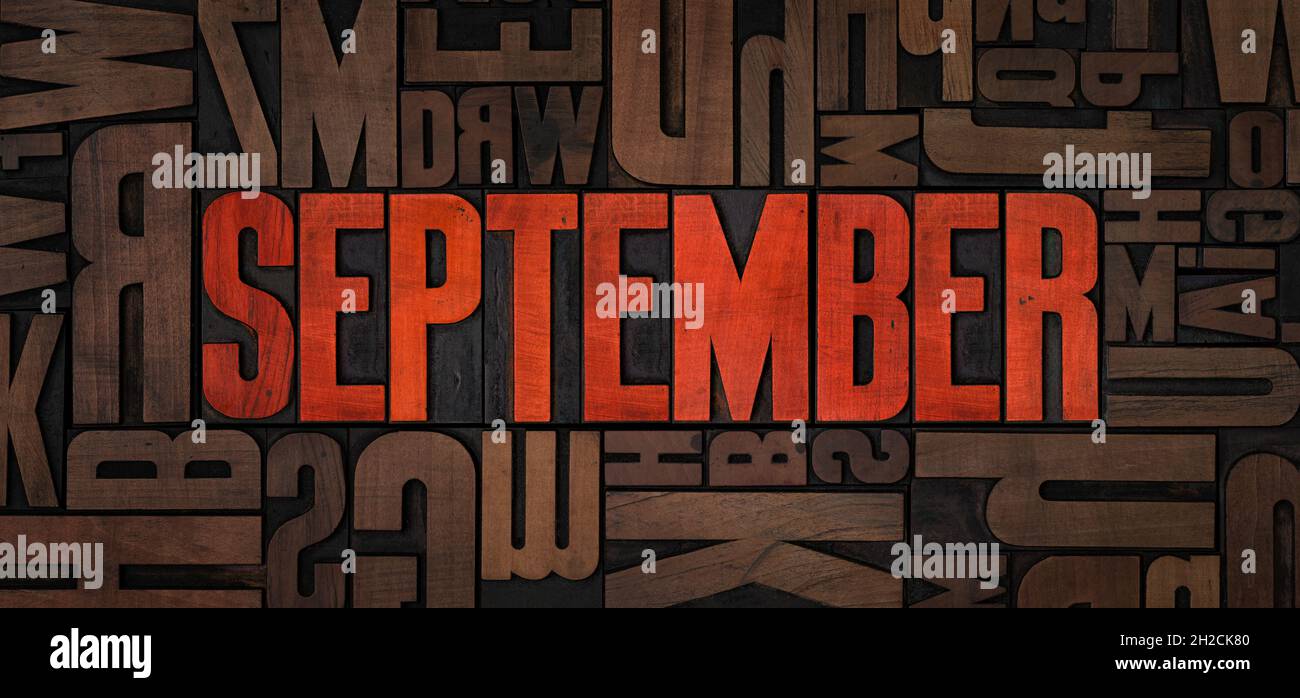 September month text font hi-res stock photography and images - Alamy