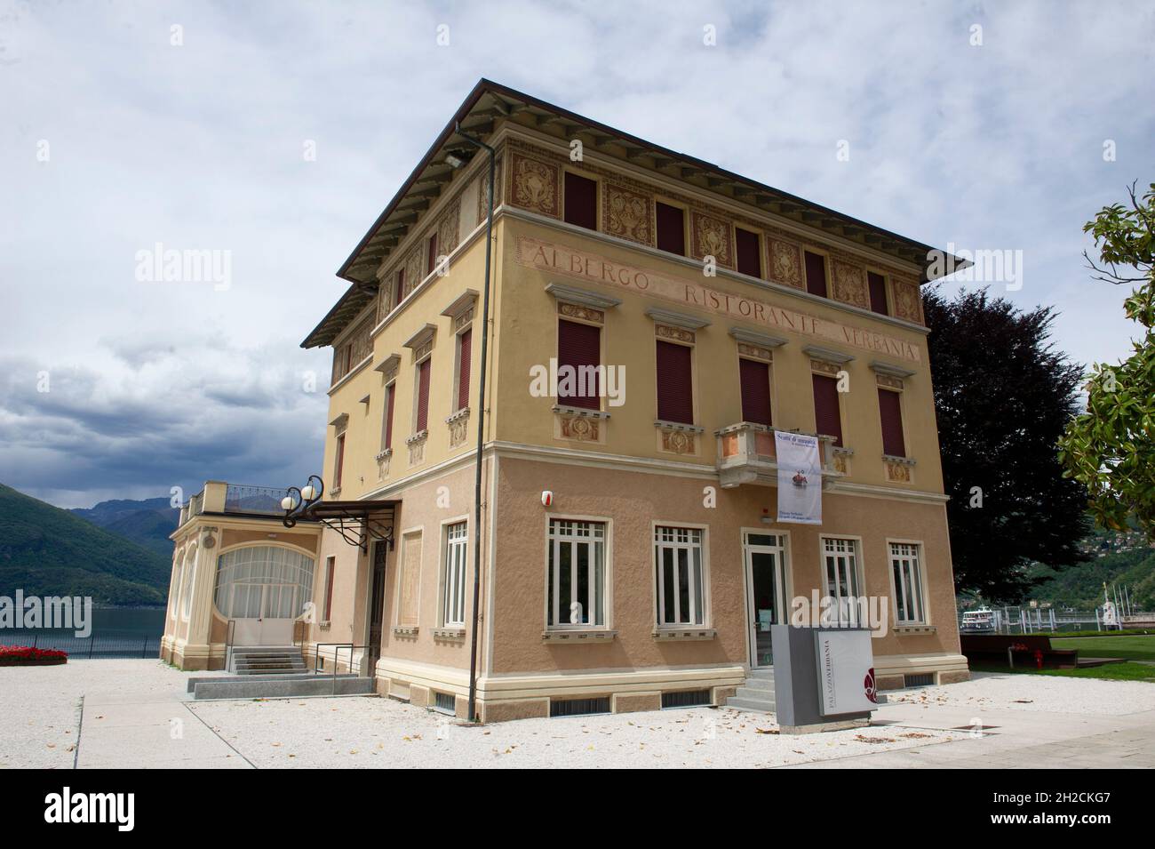 Italy, Lombardy, Lake Maggiore - Luino. Verbania palace Stock Photo
