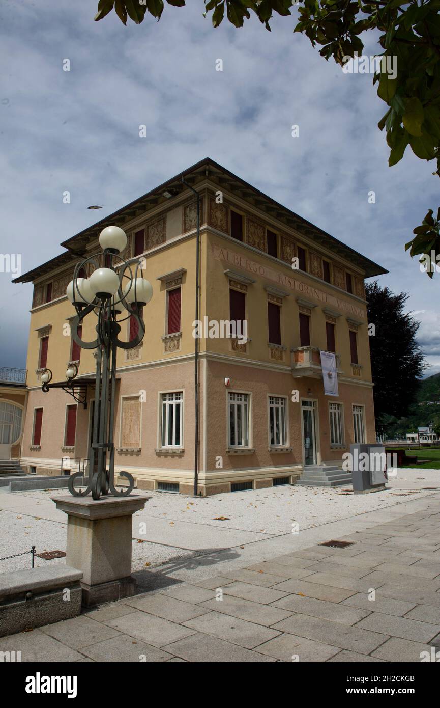 Italy, Lombardy, Lake Maggiore - Luino. Verbania palace Stock Photo