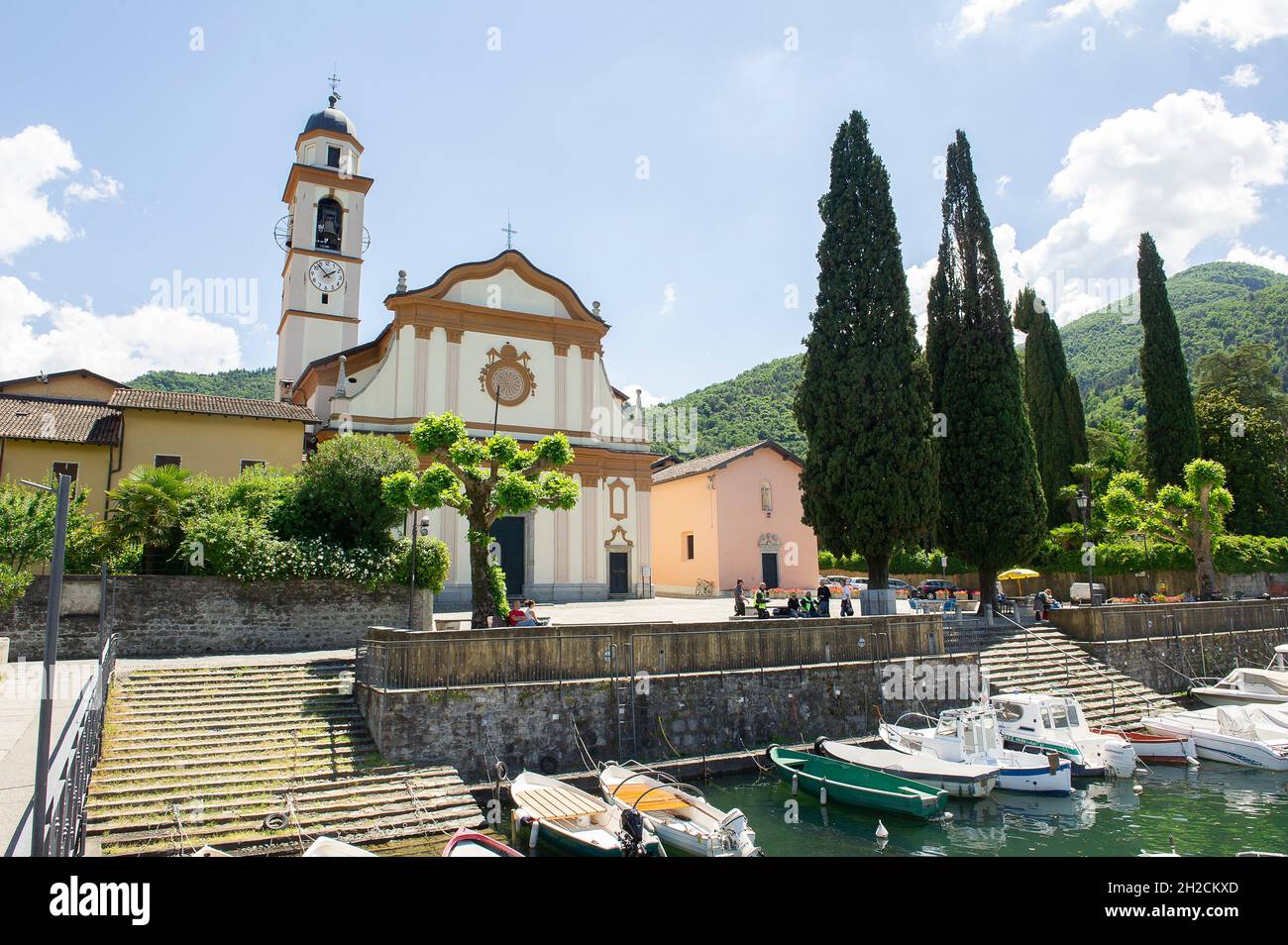 Italy, Lombardy, Como lake, Bellagio, Lario, Tourism, Church S. Giovanni Battista Stock Photo