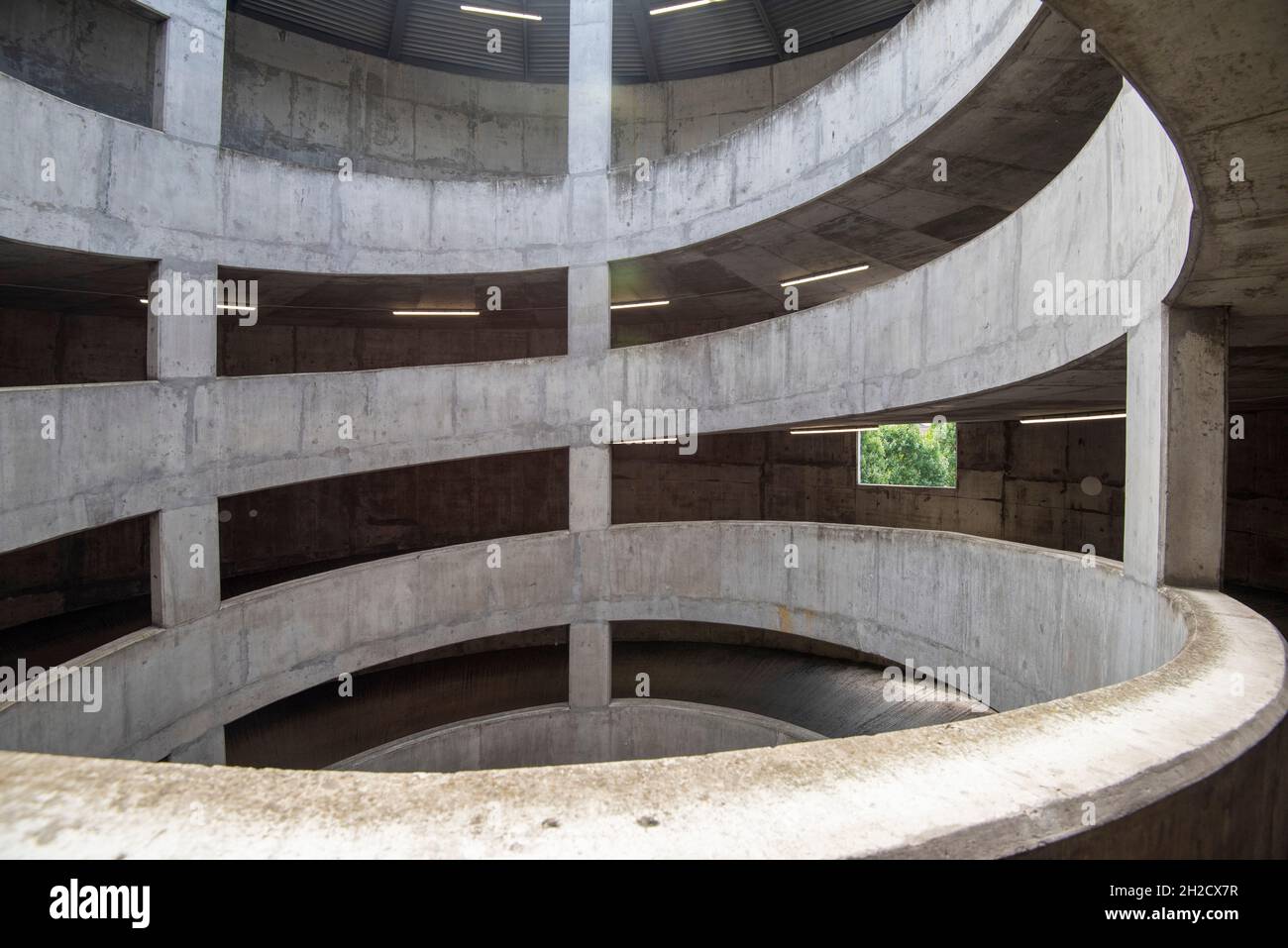 Interior of the West India Quay Car Park, London England UK Stock Photo