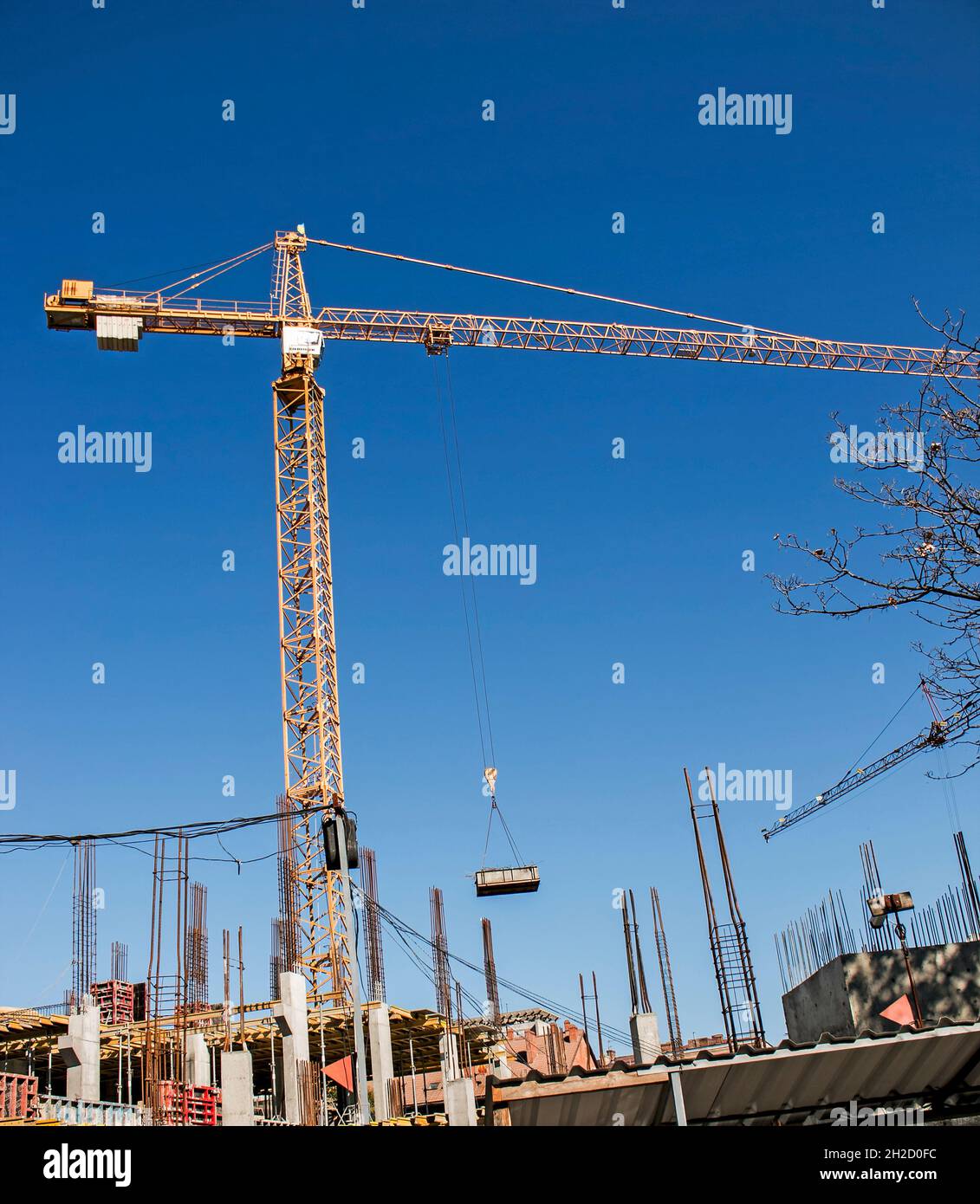 Construction project, construction site. Construction of concrete