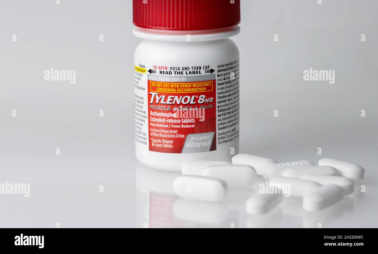 bottle of Tylenol eight hour extended release acetaminophen pain