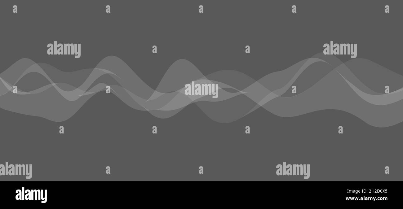 Abstract dark waveform or transparent sound waves on grey background Stock Photo
