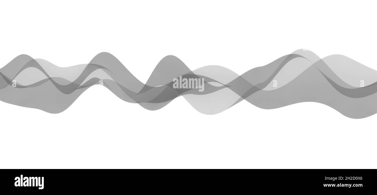 Abstract grey transparent waveform or sound waves on white background Stock Photo