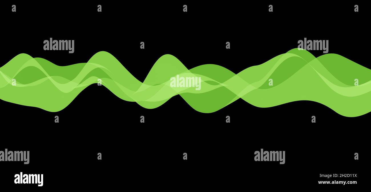 Abstract green waveform or sound waves on black background Stock Photo