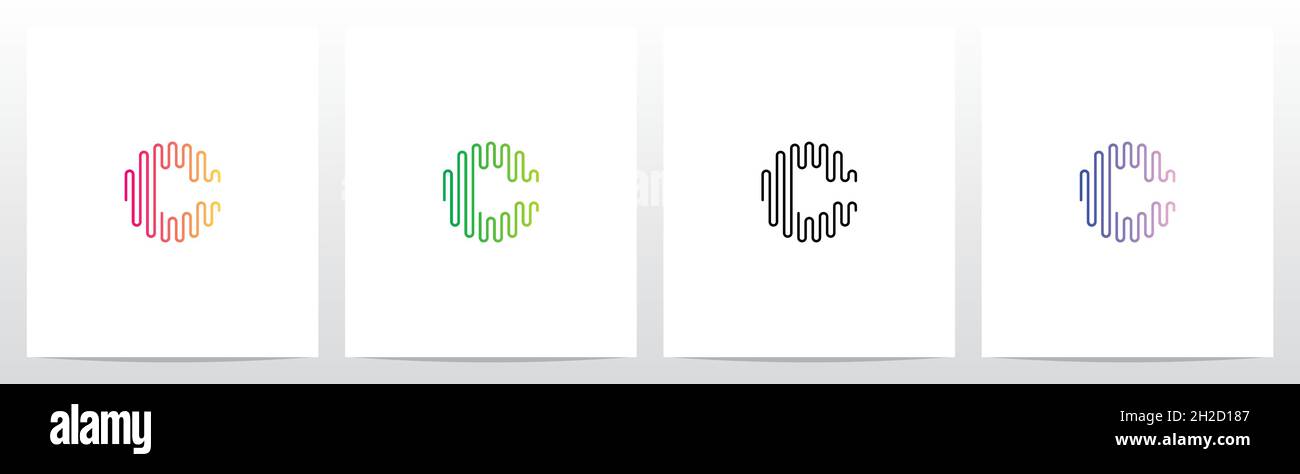 Sound Wave Lines Letter Logo Design C Stock Vector