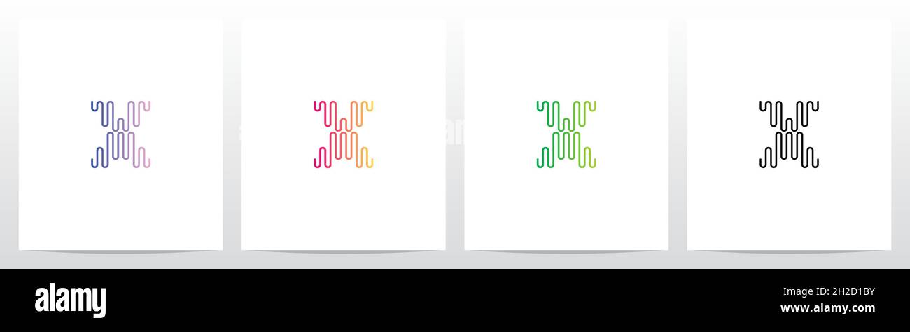 Sound Wave Lines Letter Logo Design X Stock Vector