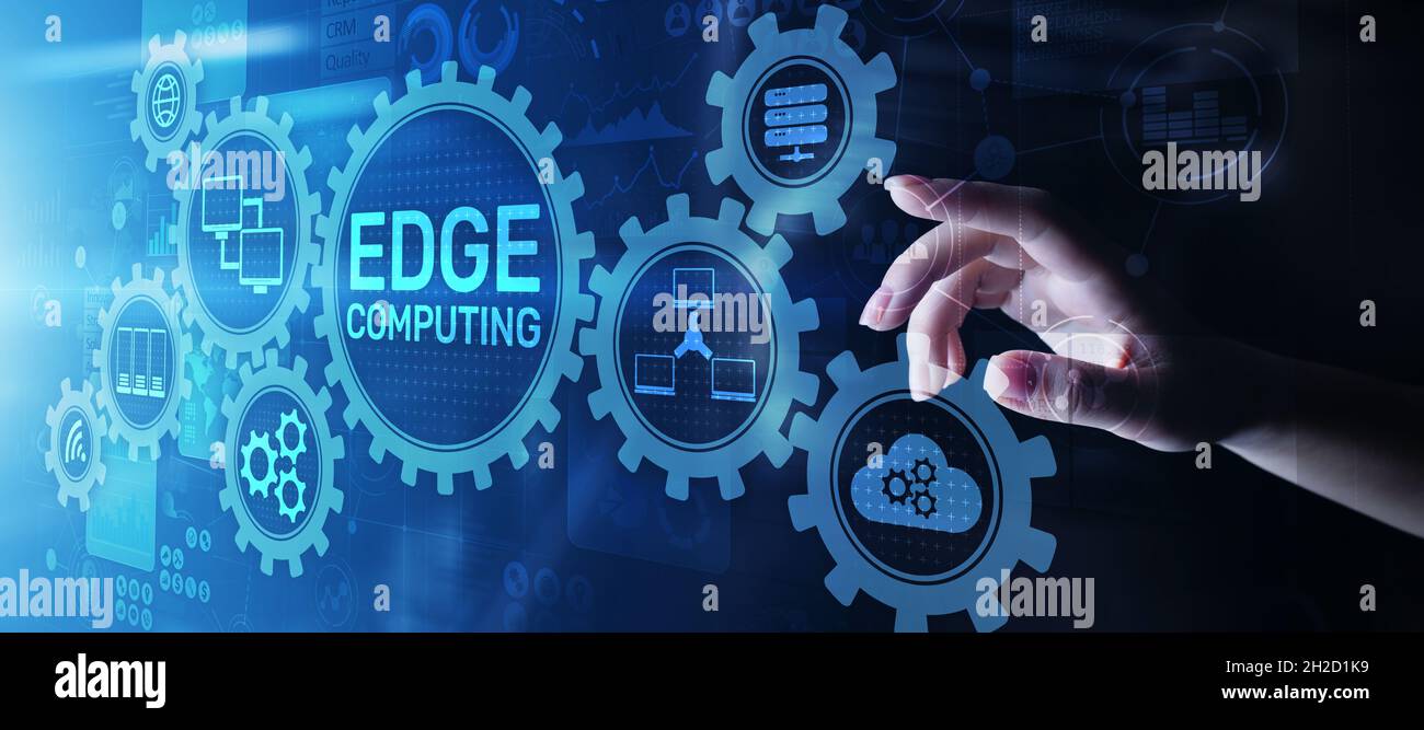 Edge computing modern IT technology on virtual screen concept. Stock Photo