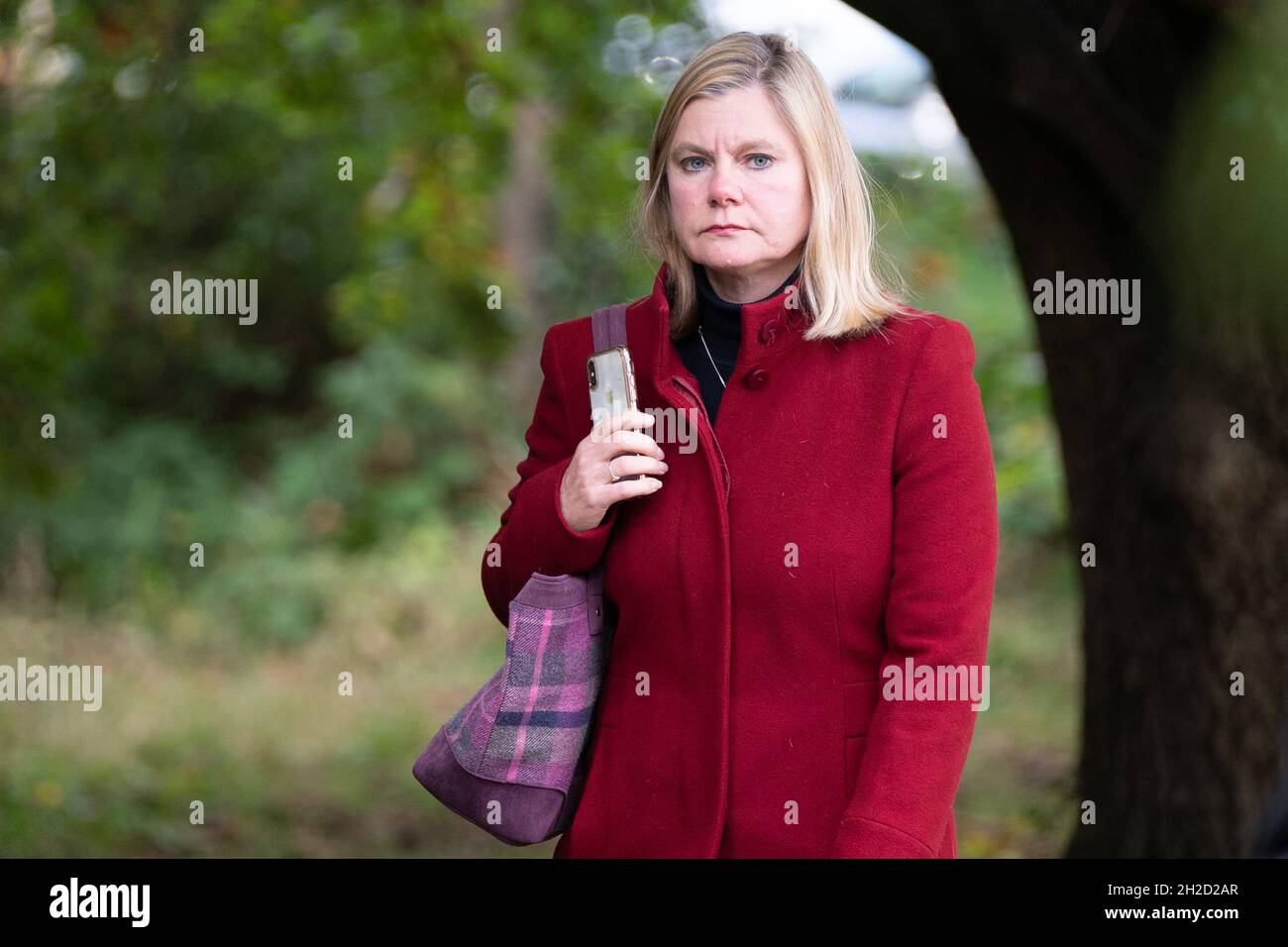 Justine Greening arrives for the funeral of James Brokenshire at St