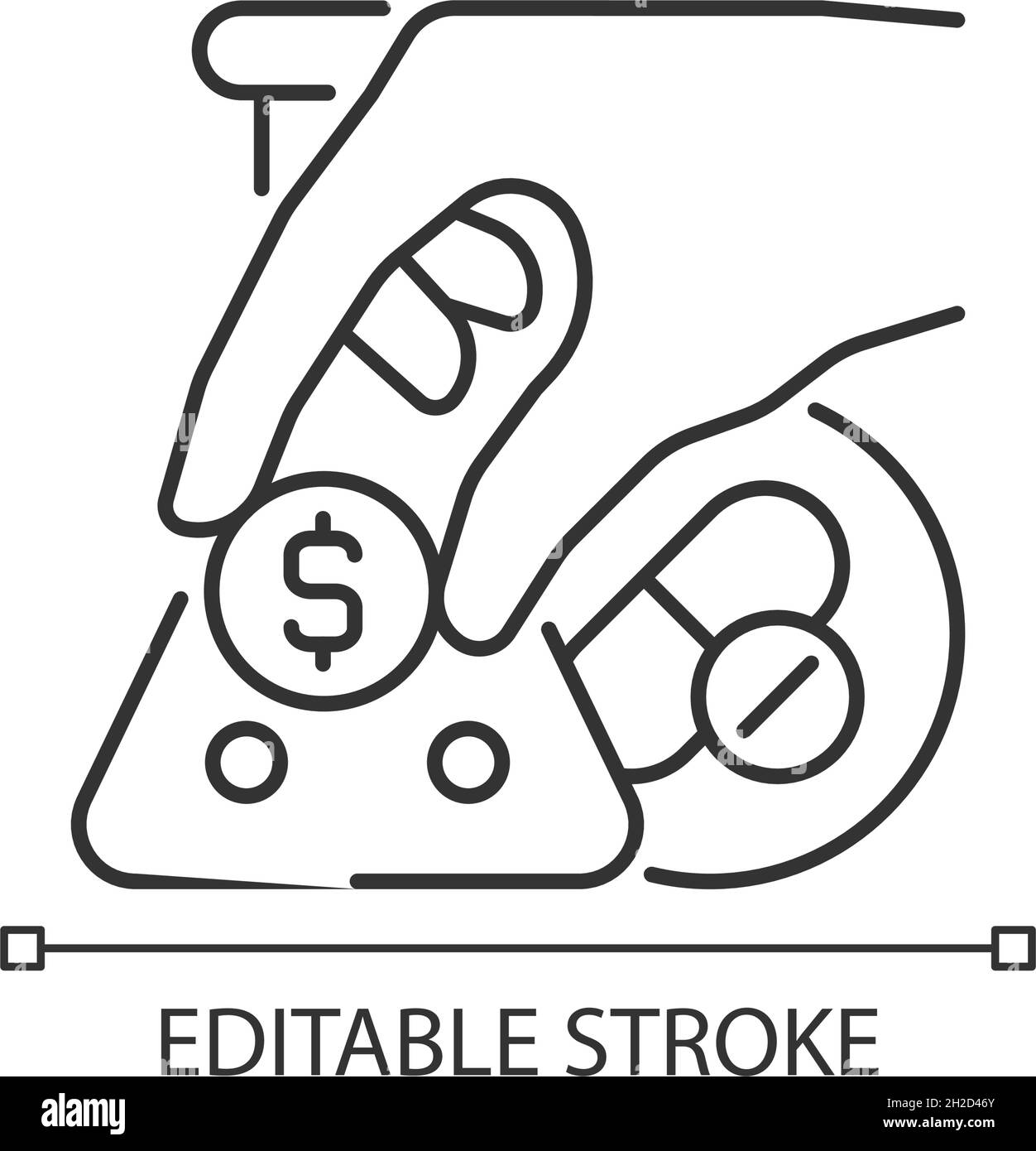 Crowdfunding for medical trials linear icon Stock Vector
