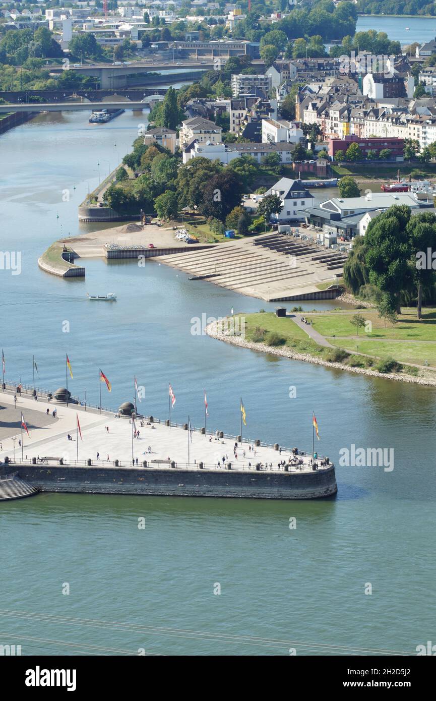 Deutsches Eck in Koblenz Stock Photo Alamy
