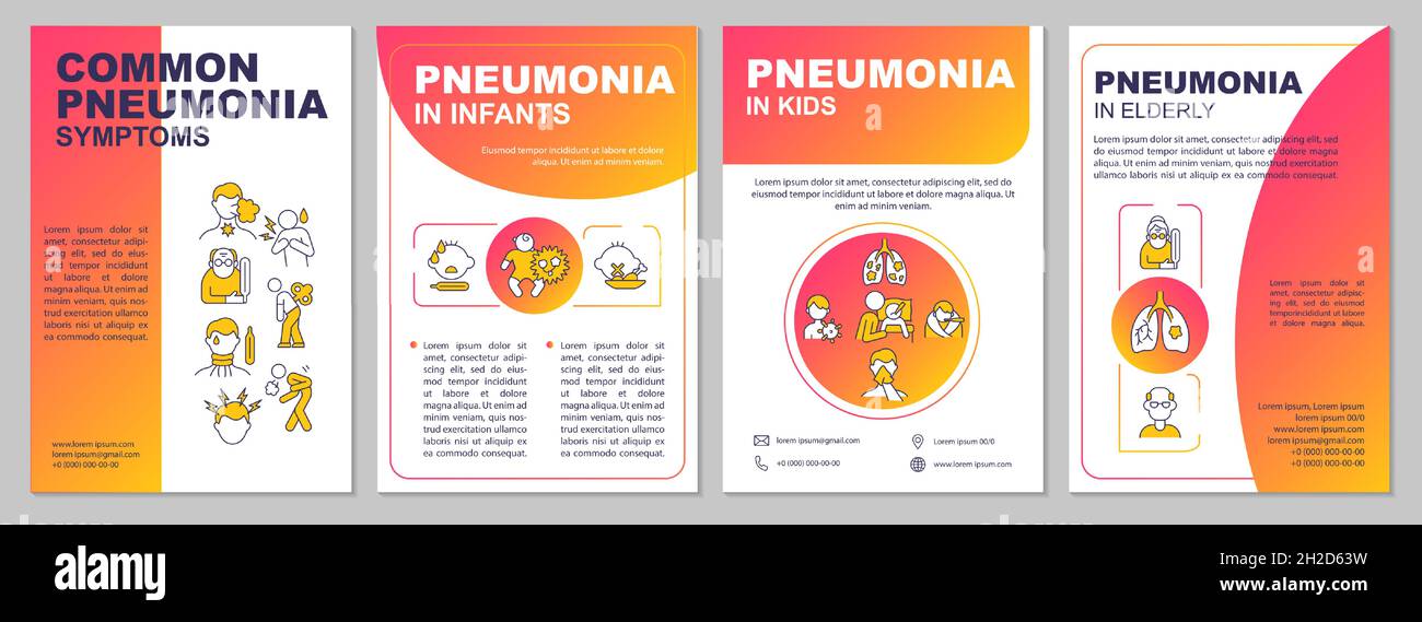 Common pneumonia signs brochure template Stock Vector
