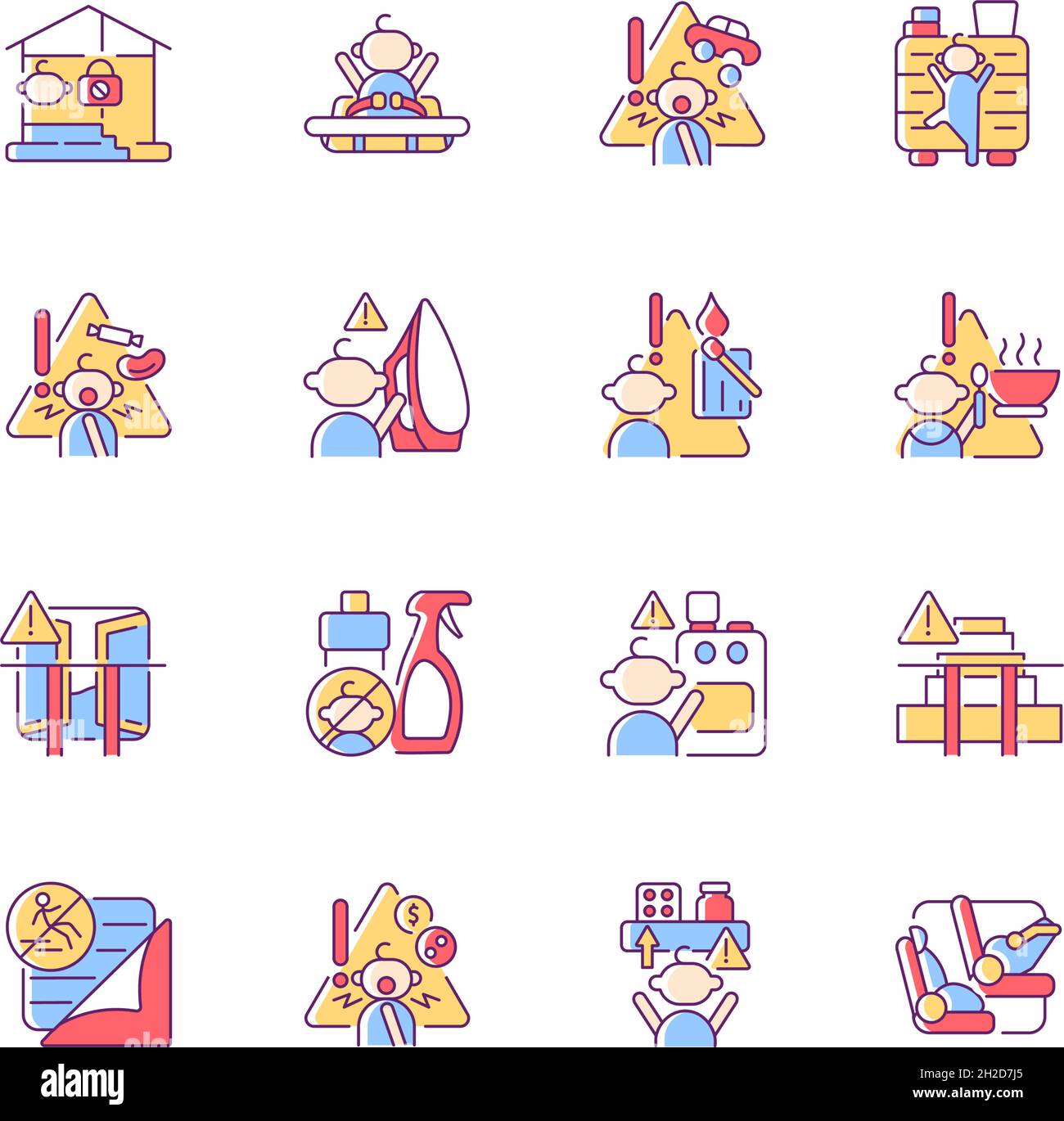Child safety RGB color icons set Stock Vector Image & Art - Alamy