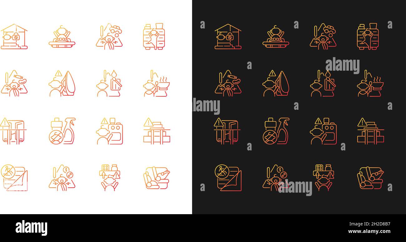 Child safety gradient icons set for dark and light mode Stock Vector ...