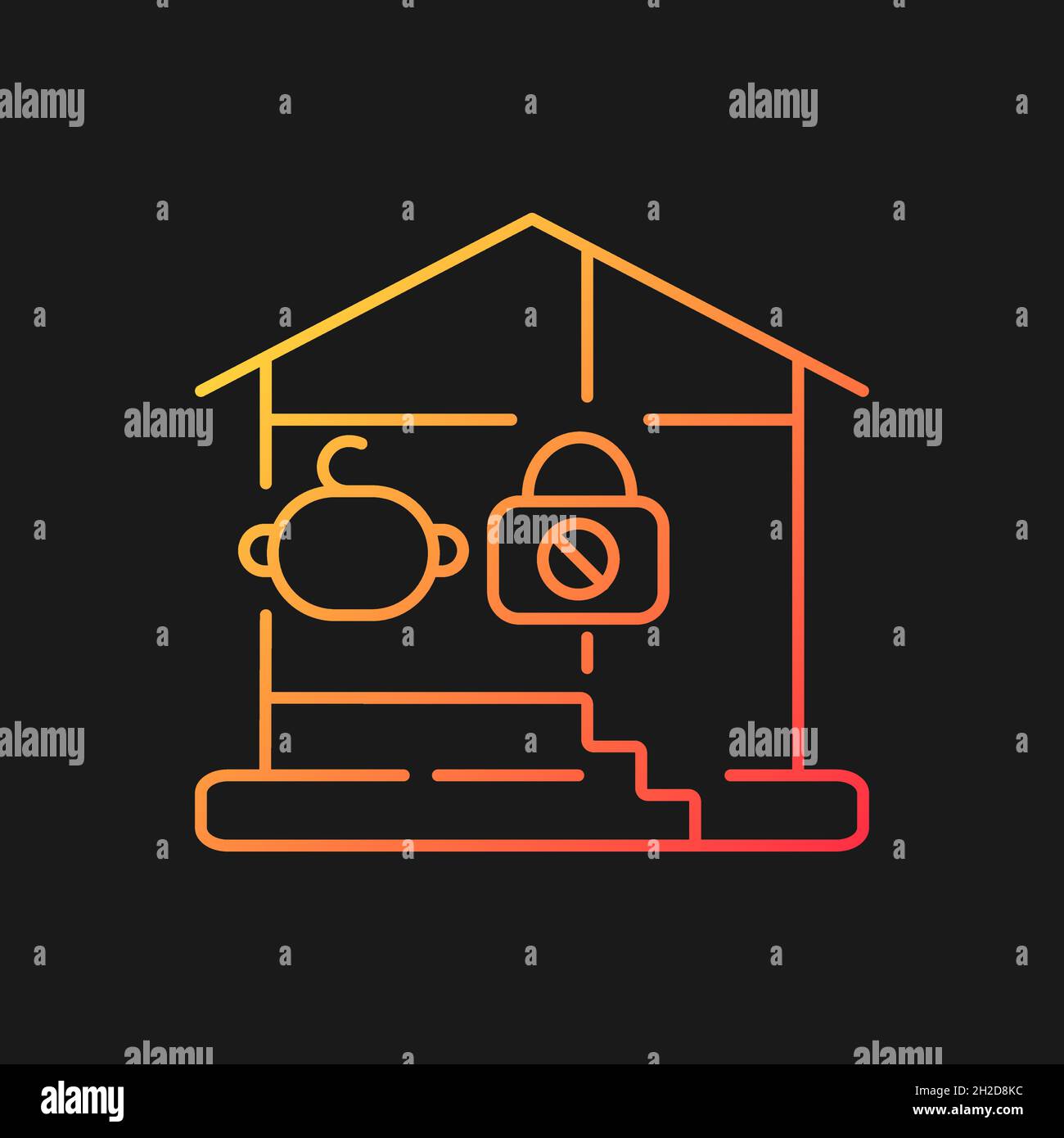Lock basement door gradient vector icon for dark theme Stock Vector