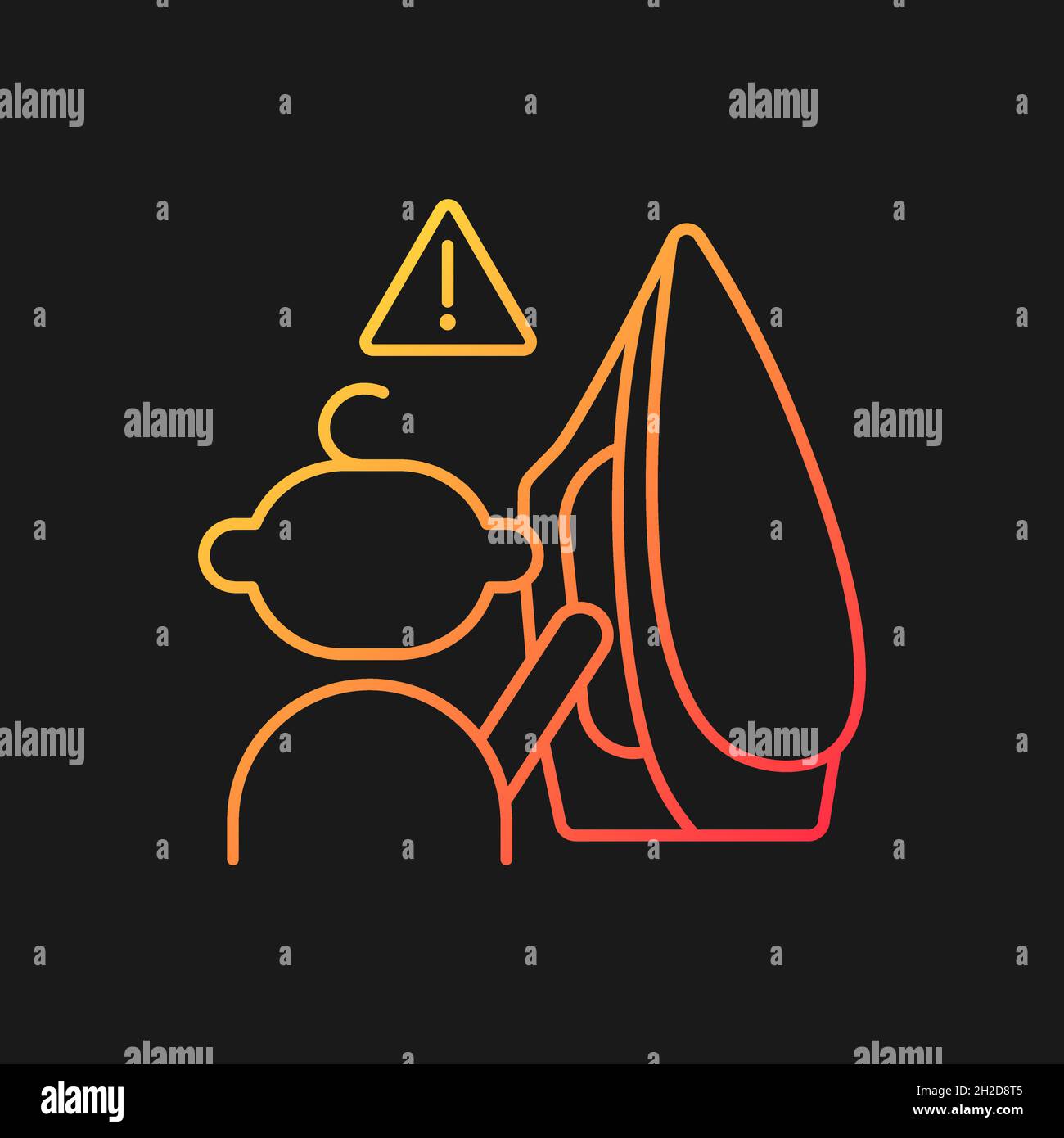 Child and hot iron gradient vector icon for dark theme Stock Vector