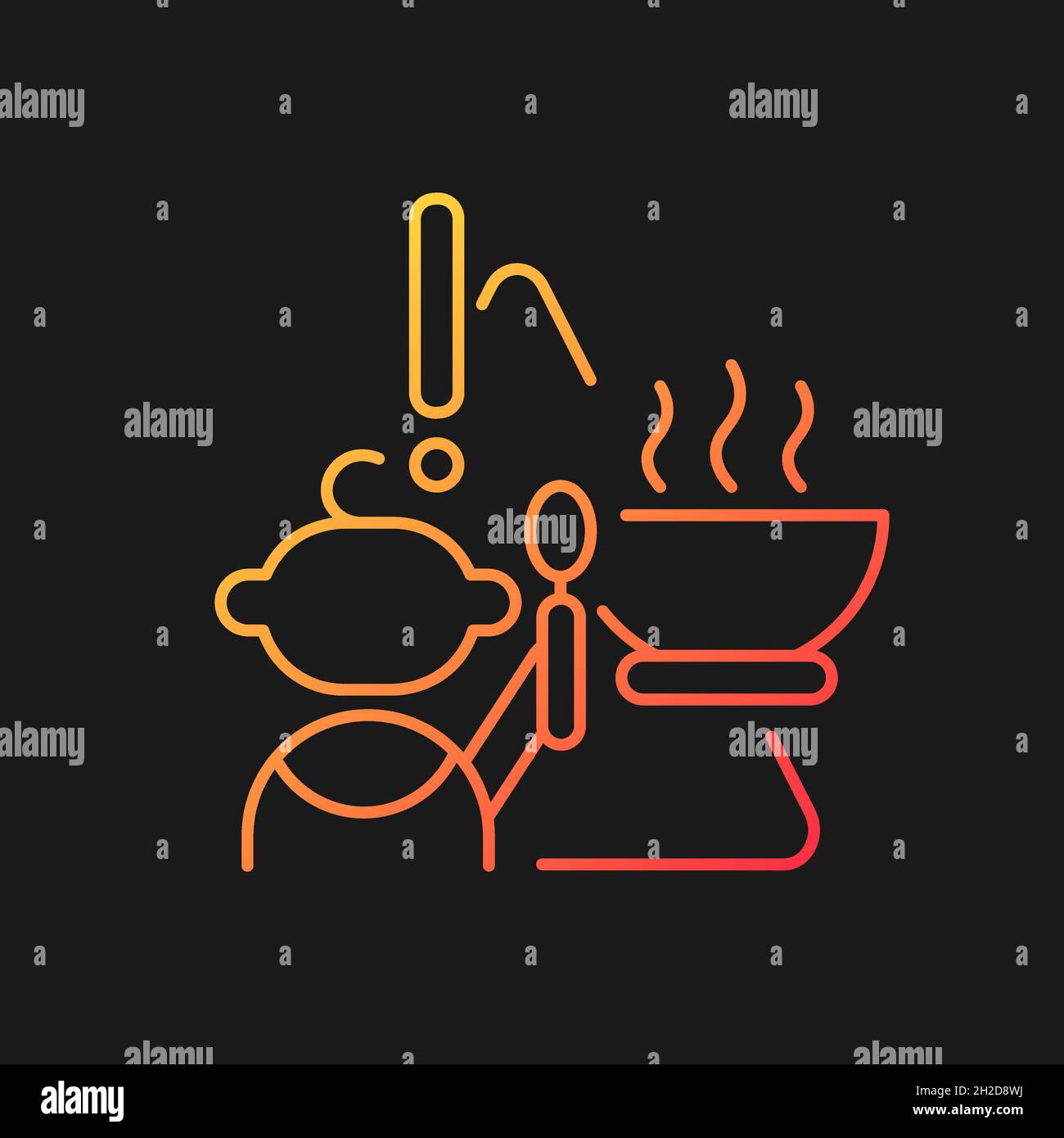 Child and hot food gradient vector icon for dark theme Stock Vector
