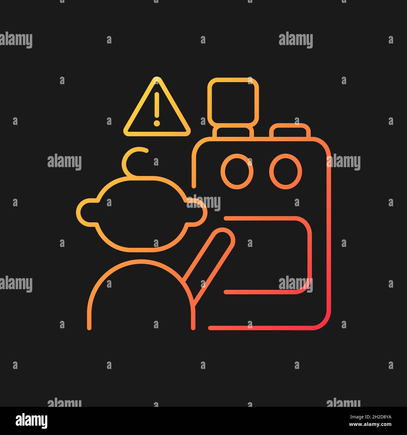 Child and cooking appliances gradient vector icon for dark theme Stock Vector