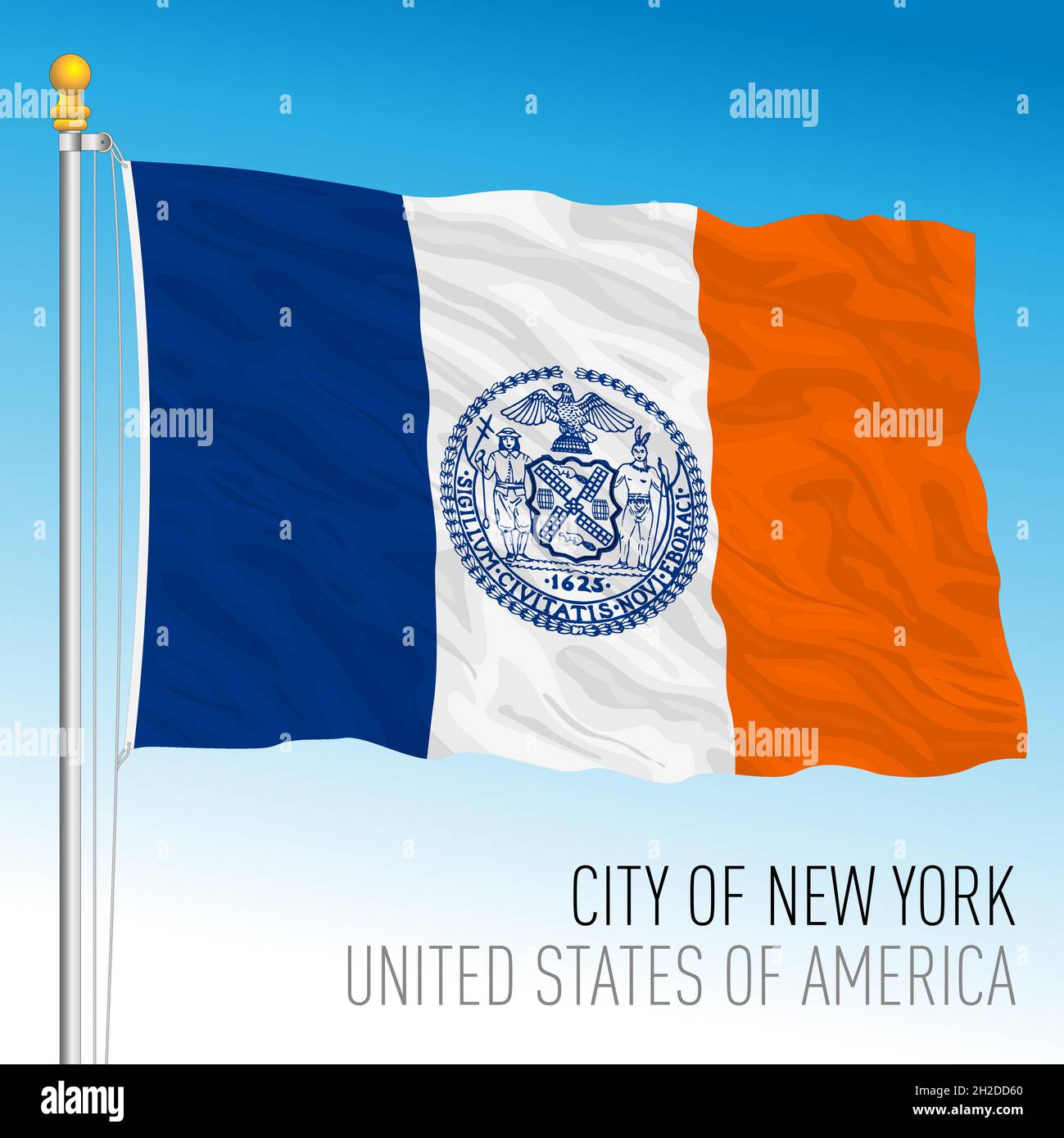 City of New York flag, New York state, United States, vector illustration Stock Vector