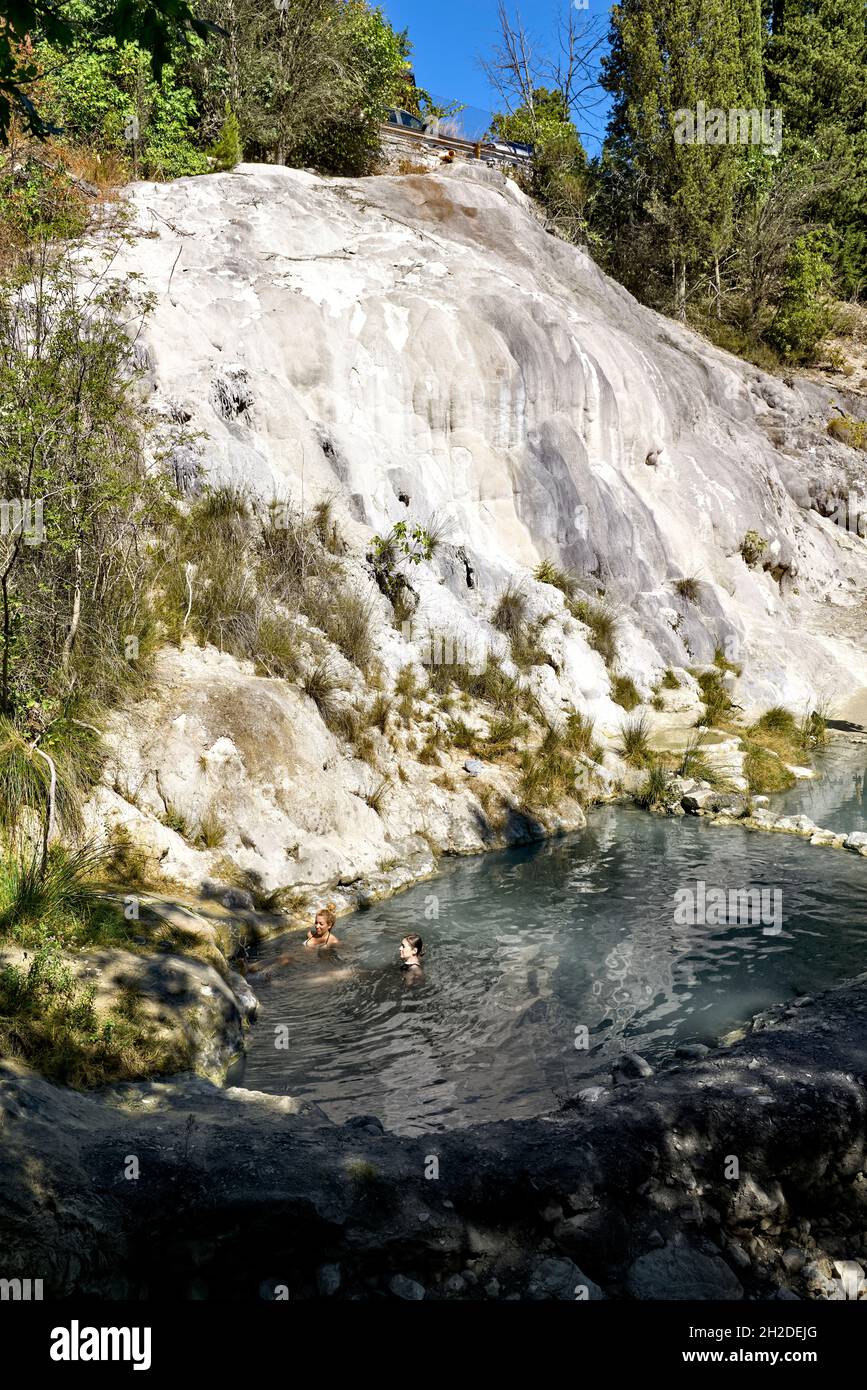 Bagni San Filippo Thermal baths. Tuscany Val d'Orcia Italy Stock Photo