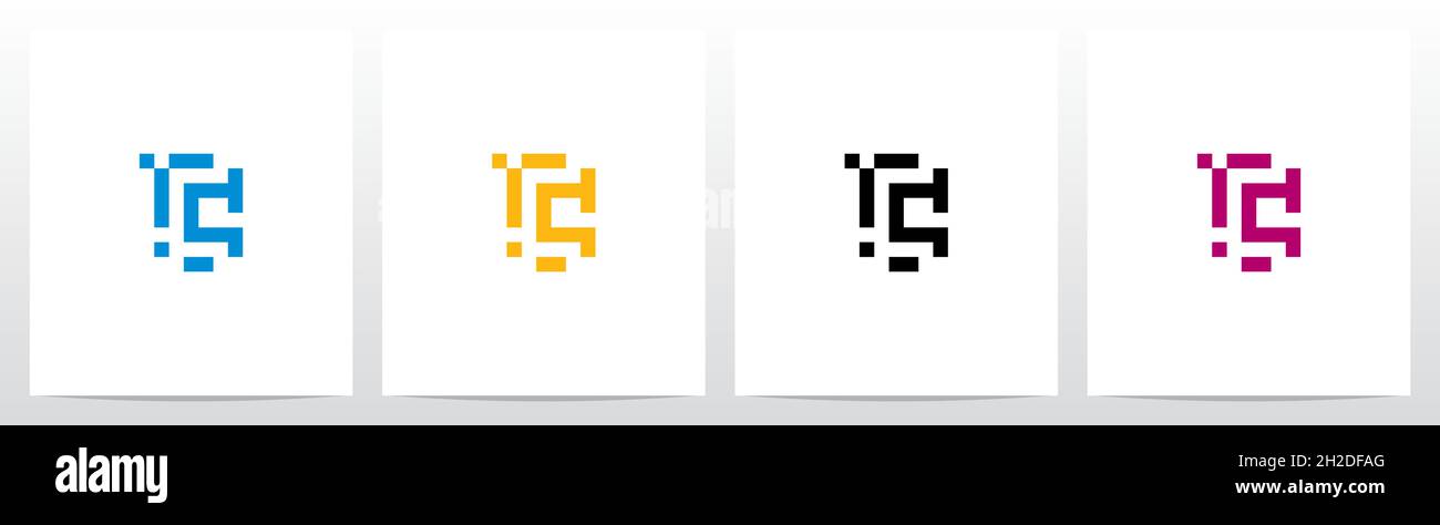 Pixel Square Rectangle Letter Logo Design C Stock Vector Image & Art ...