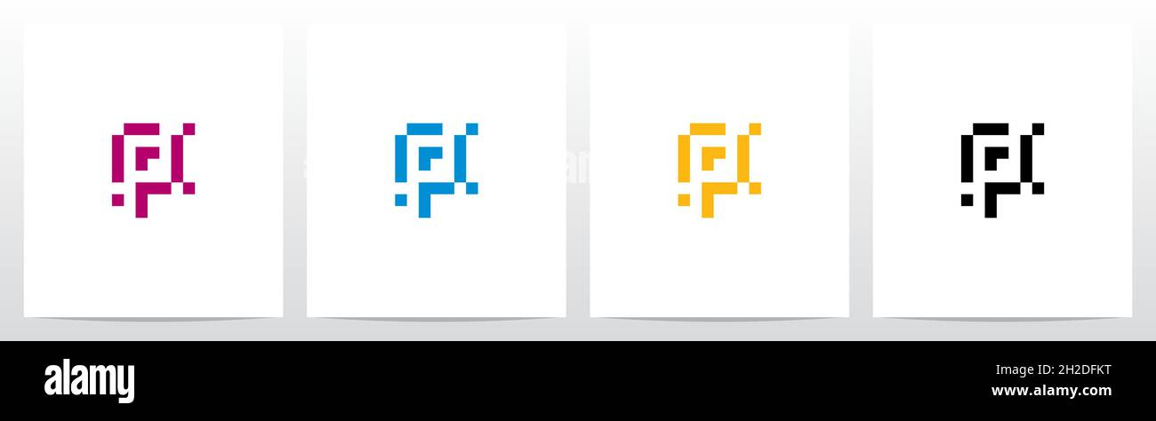 Pixel Square Rectangle Letter Logo Design P Stock Vector Image & Art ...