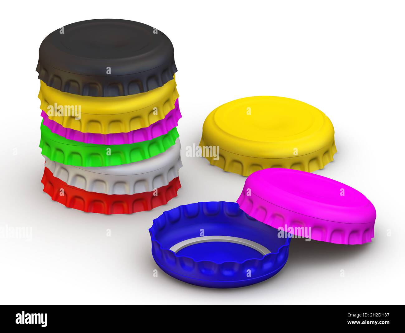Caps Many Colors Multicolored bottle caps. Many bottle caps of different colors on a ...
