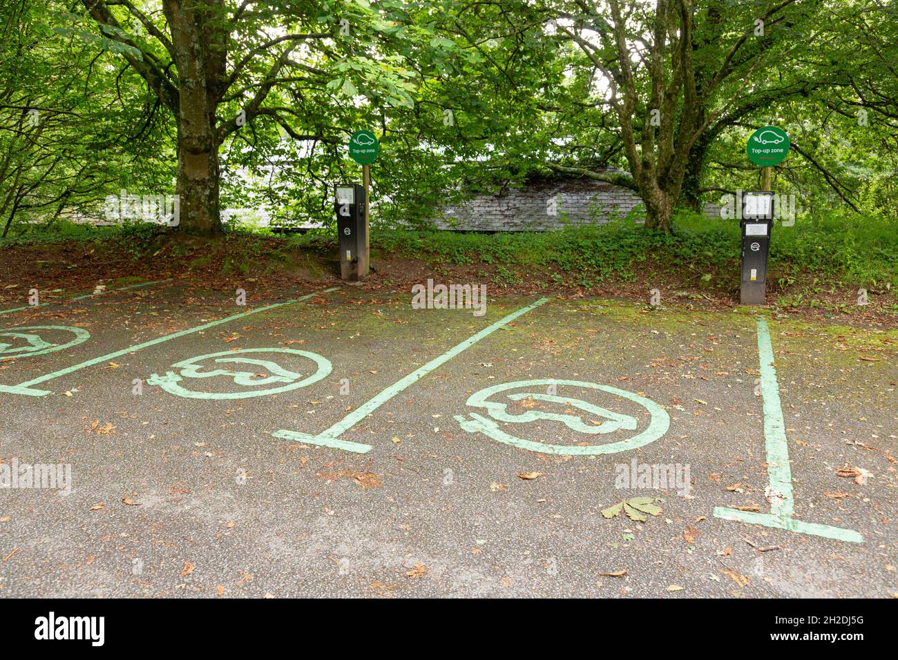 Electric car charging point, Devon, England, United Kingdom Stock Photo