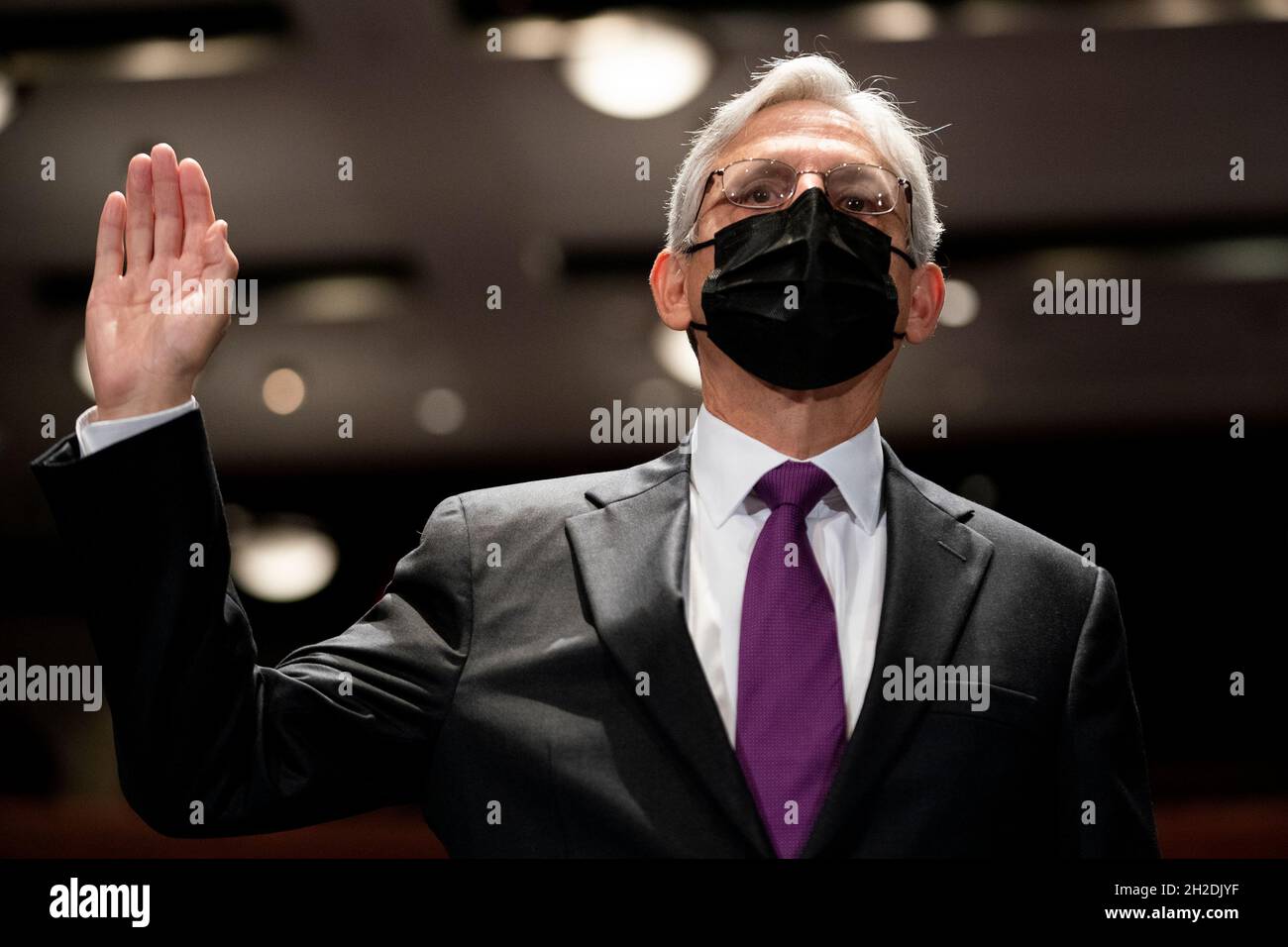 Attorney General Merrick Garland is sworn in during a House Judiciary Committee oversight hearing of the Department of Justice on Thursday, October 21, 2021 at Capitol Hill in Washington, DCCredit: Greg Nash/Pool via CNP /MediaPunch Stock Photo