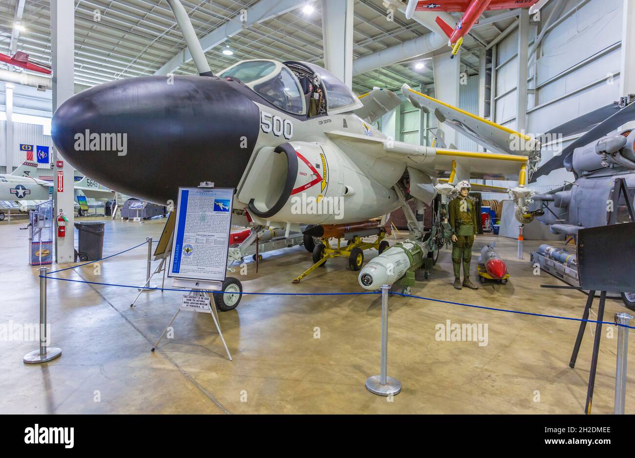 Grumman Aerospace A-6 Intruder attach aircraft display at the Battleship Memorial Park in Mobile, Alabama Stock Photo