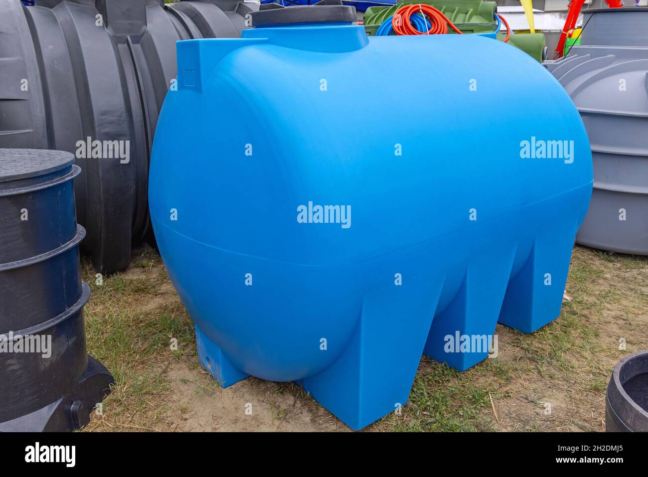 Big Blue Water Tank Cistern Underground Storage Stock Photo Alamy