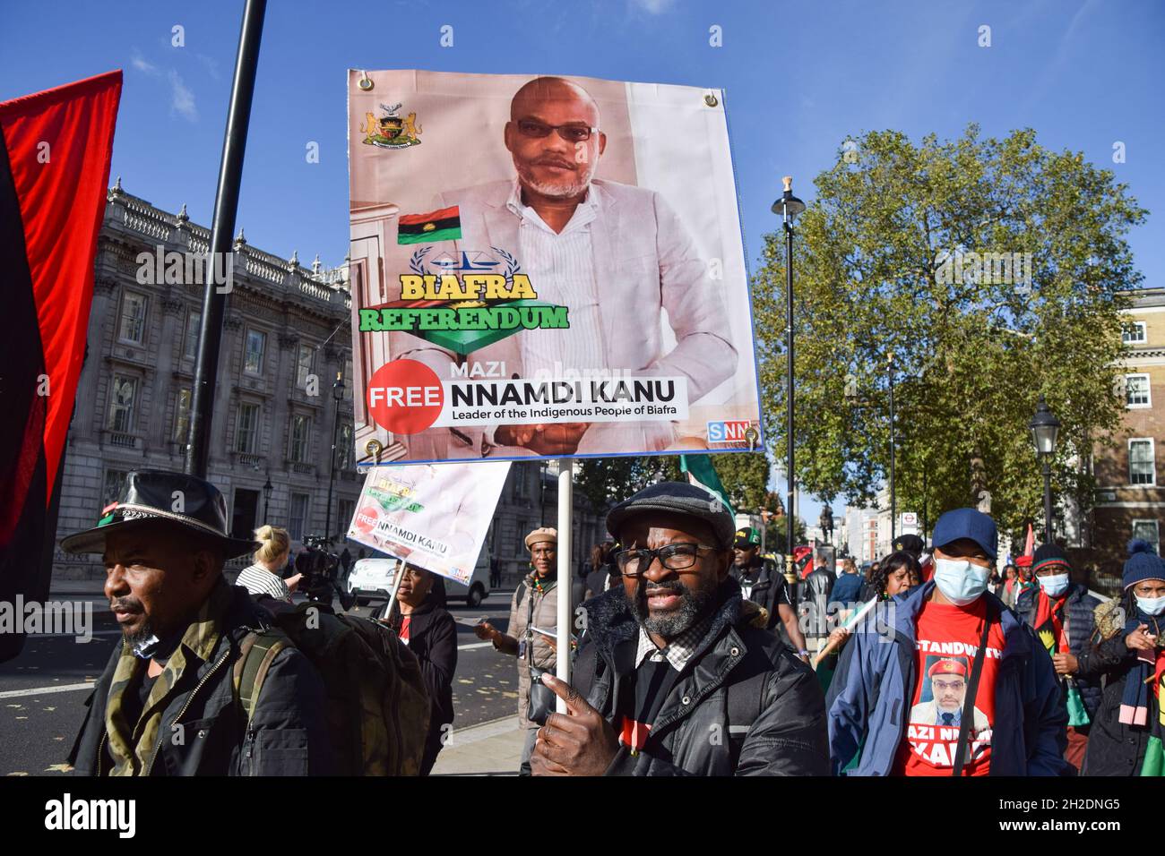 London Uk 21st October 2021 Protesters Gathered Outside Downing Street Demanding An Independence Referendum For Biafra Part Of Nigeria And The Release Of Separatist Leader Nnamdi Kanu Credit Vuk Valcic Alamy