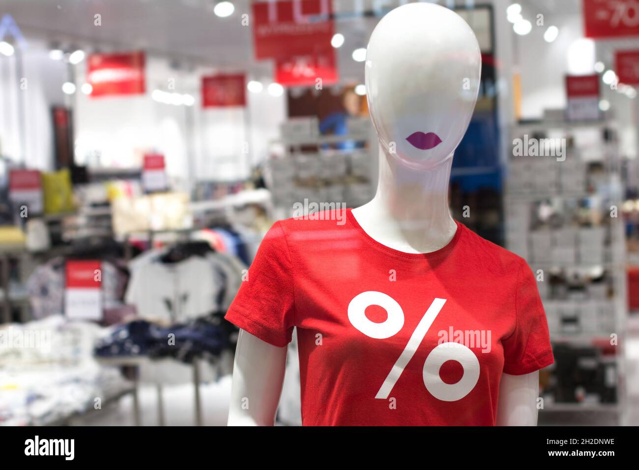 Close Up of the Bodies of Man and Woman in a White T-shirts with the Red  Percentage Sign and the Word Sale on the Chest. Stock Photo - Image of  promotion, amount