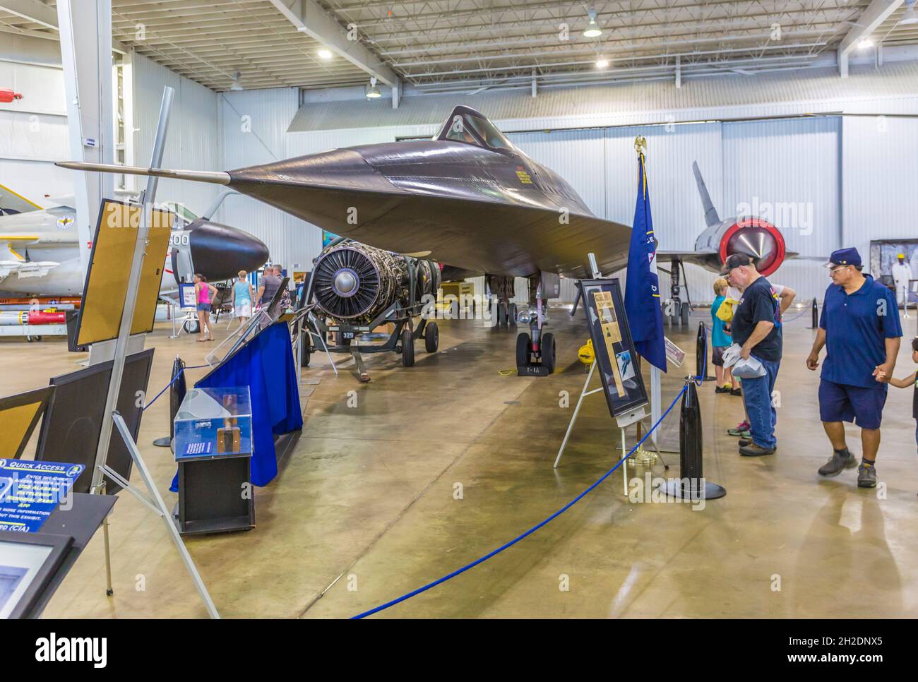 CIA A-12 Blackbird stealth spy plane on display at the Battleship Memorial Park in Mobile, Alabama Stock Photo