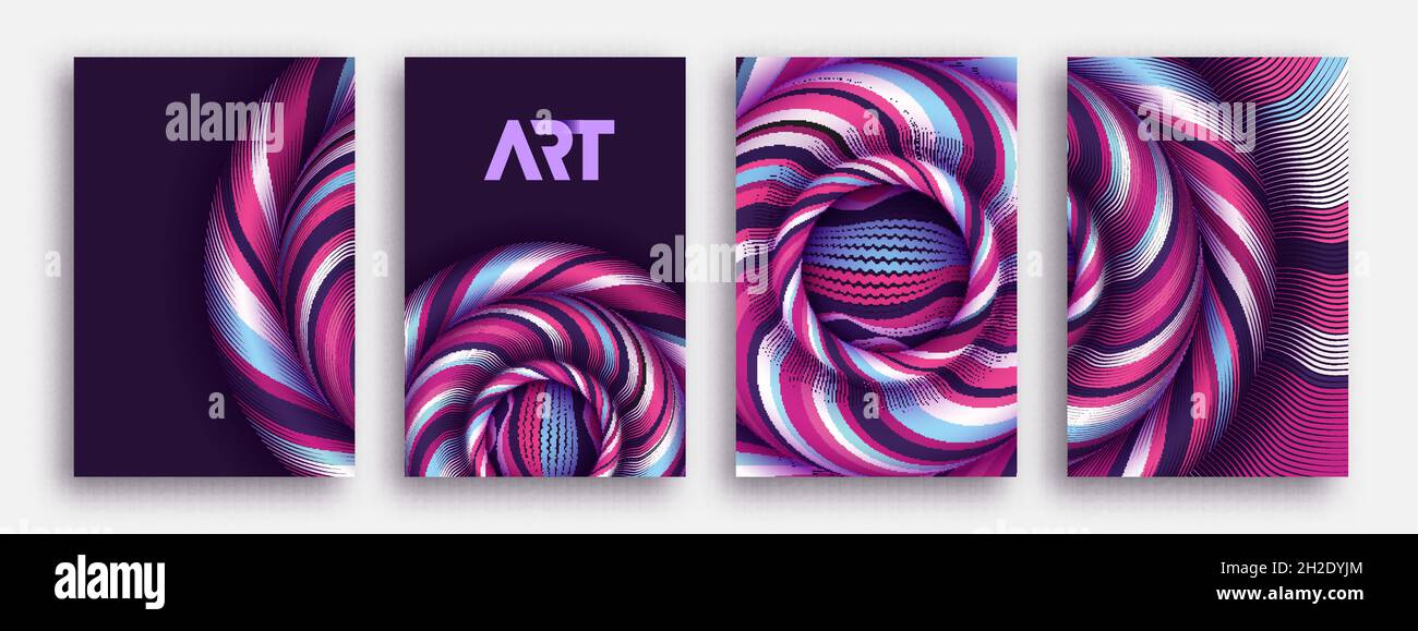 Trendy minimal poster. Graphic modern liquid cover. 3d fluid creative background. Music abstract background. Gradient technology pattern. Stock Vector