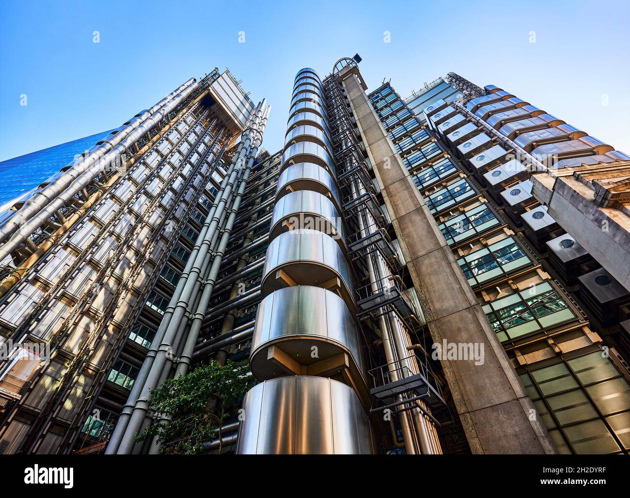Lloyd's Building in Lime Street, City of London, insurance industry in the financial district, Bowellism architecture, now a Grade 1 listed building Stock Photo