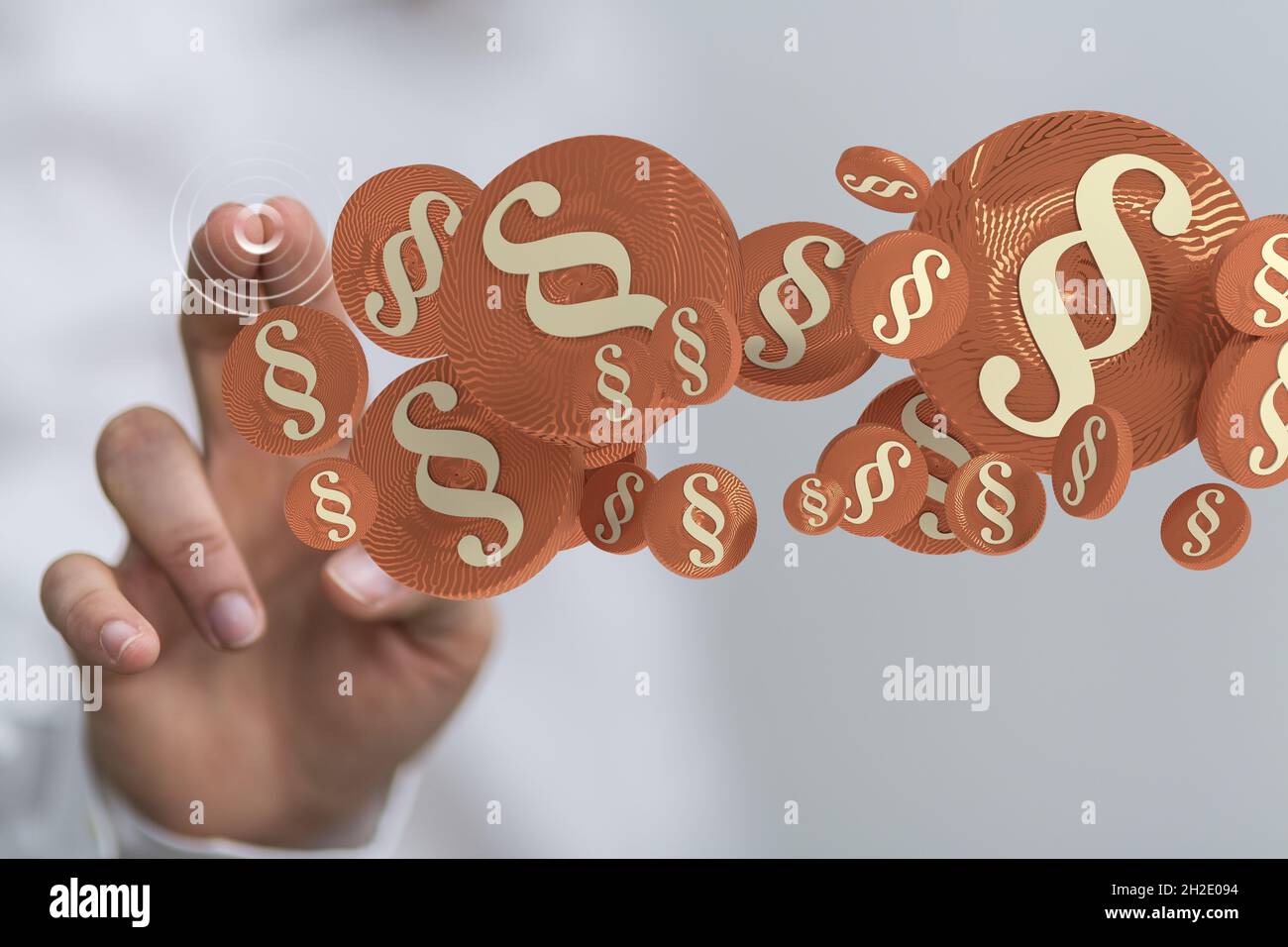 3D rendering of paragraph icons with hand pointing on it from the ...