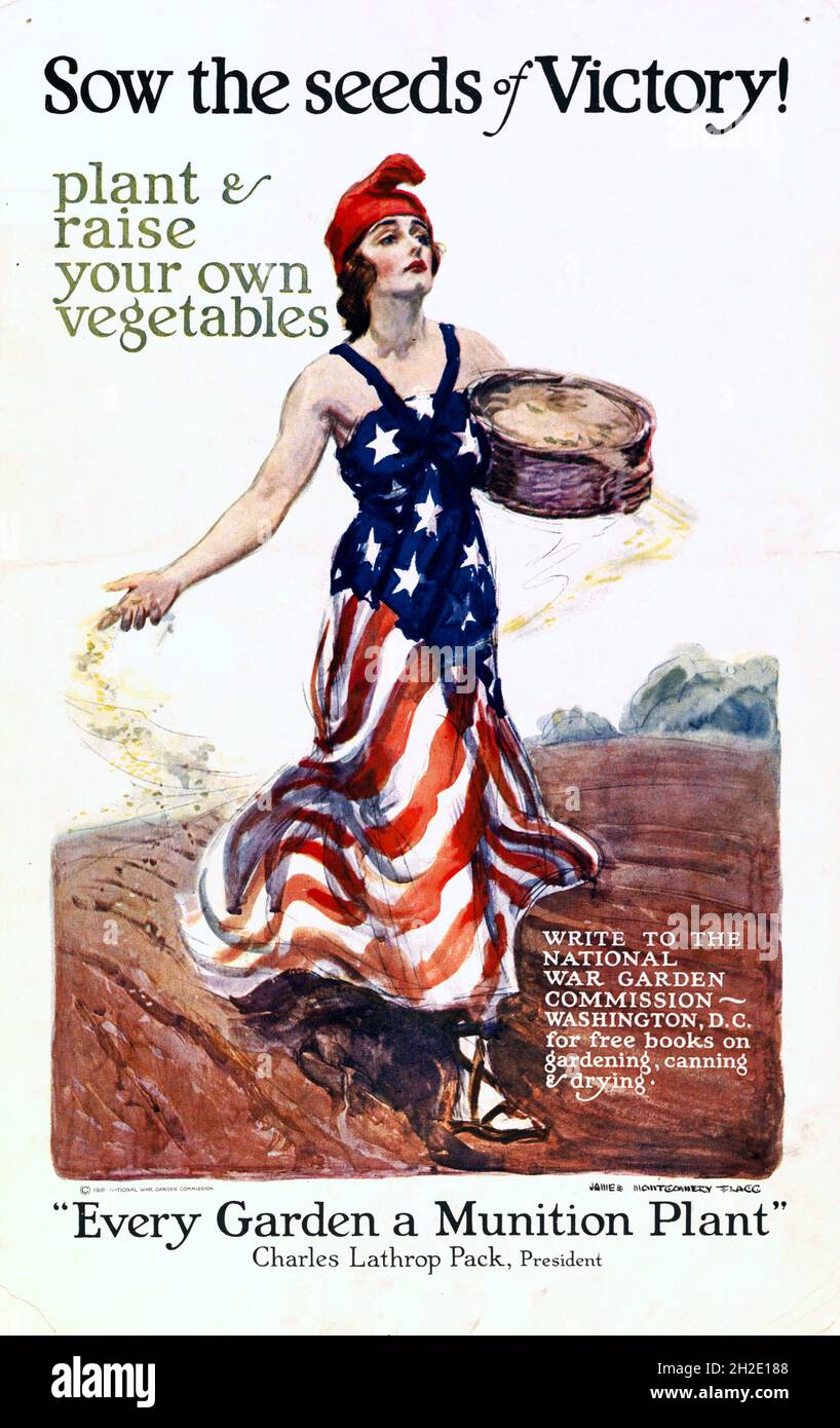 Sow the Seeds of Victory poster by James Montgomery Flagg, 1918 Stock Photo