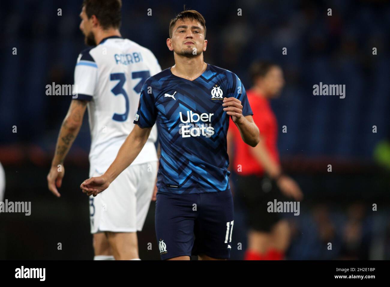Rome, Italy. 21st Oct, 2021. ROME, Italy - 21.10.2021: CENGIZ UNDER (OLY) in action during the Uefa Europe League Group E football match between SS LAZIO VS OLYMPIQUE MARSIGLIA at Olympic stadium in Rome. Credit: Independent Photo Agency/Alamy Live News Stock Photo